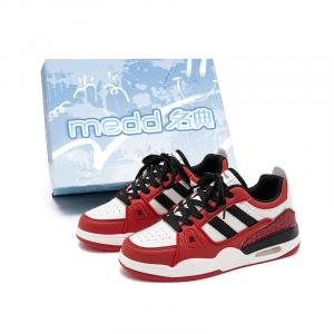 Medd Устойчивые к ударам и истиранию дышащие нескользящие низкие скейтбордские кроссовки унисекс белый черный красный, цвет White Black Red