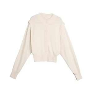 ELLE Свитер женский Ecru с круглой горловиной, кардиган умеренной длины