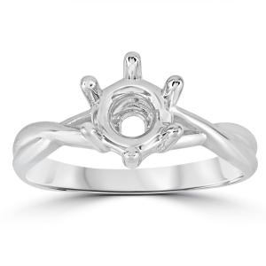 Помолвочное кольцо-солитер из 14-каратного белого золота с круглой оправой Pompeii2, 14K White Gold