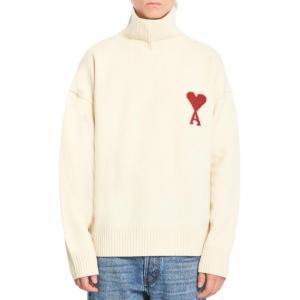 Ами пари ami de coeur воротник-воронка шерстяной свитер AMIPARIS, бежево-желтый