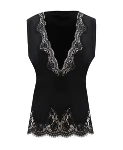 Женственный топ с кружевной отделкой Ermanno Scervino, черный