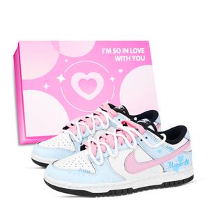 Nike Кроссовки для скейтбординга Dunk Good Memories, устойчивые к истиранию, низкие, унисекс, синие, розовые, белые