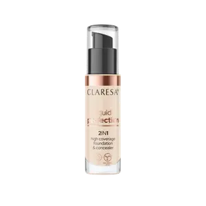 Консилер для лица и тональный крем 102 теплый средний Claresa Liquid Perfection, 34 гр