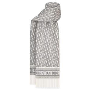 DIOR Кашемировый вискозный полиэфирный пленочный трикотажный шарф женский серый, Gray