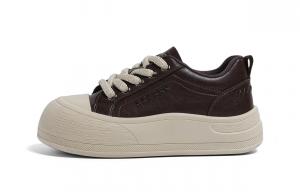 HUANQIU Женские скейтборд-кроссовки low top из искусственной кожи, устойчивые к истиранию, с увеличенной высотой покрытия, цвет coffee