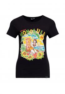 Рубашка с принтом и гавайским принтом Гонолулу QUEEN KEROSIN, черный