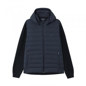 Мужская пуховая куртка с капюшоном средней высоты, со съемным капюшоном Nautica, темно-синий  4nv