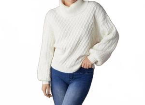 Марен вязаный свитер с высоким воротником в кремовом цвете COCO + CARMEN