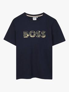 Детская футболка с коротким рукавом из хлопковой смеси и круглым вырезом HUGO BOSS