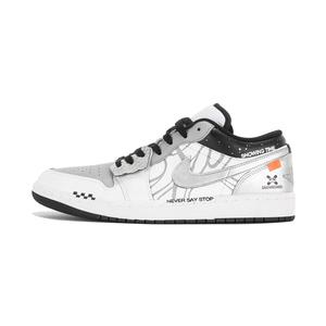 Jordan Кроссовки баскетбольные мужские Air 1 низкие белые серые антискользящие износостойкие винтажные с амортизацией