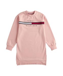 Девичье платье с круглым вырезом и ребристой вставкой