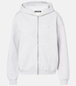 Толстовка с капюшоном из хлопкового джерси на молнии Acne Studios, Pale Grey Melange