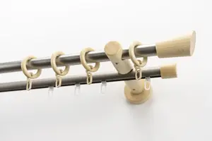 Карниз для штор GARESA "MOLIS", 2 направляющие, желаемая длина, комплект для штор, выдвижной, настенный монтаж, с кольцами/2 направляющих 320 см, Ø 20 мм, цвет mattchromfarben/natur