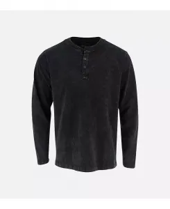 Мужская футболка-поло с длинным рукавом Big & Tall, тяжелая, в винтажной стирке Henley Thorogood, черный
