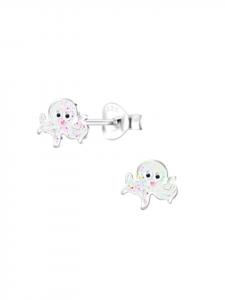 Alexander York Детские серьги-гвоздики в виде осьминога с блестками, серебро 925 пробы, набор из 2 штук