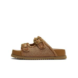 Резиновая подошва бесшумная нескользящая устойчивая к истиранию амортизирующие слайды Slippers Women's Teenmix, коричневый