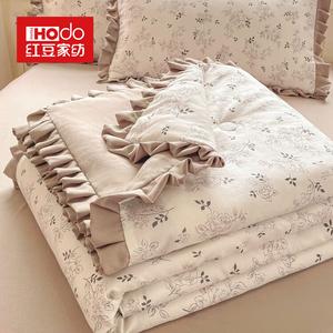 Red Bean Home Textiles Летнее одеяло из двойного слоя марли 180x220 см, наполнитель из соевого волокна, мягкое, легкое, дышащее