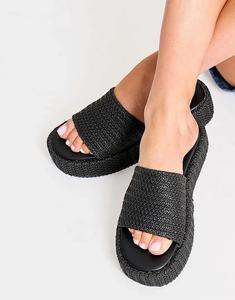 Босоножки Public Desire Sangria на плоской платформе с плетением черного цвета