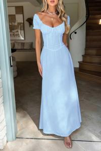 Глубокий квадратный вырез платье с завязками на спине TRUEDAMES, синий