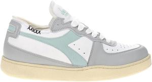 Мужские кроссовки Diadora Mi Basket Row Cut с шнуровкой для повседневной носки - белые