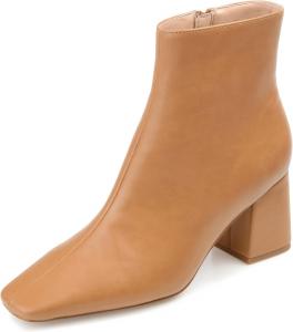 Коллекция Journee Ботильоны для женщин Haylinn с квадратным носком и широким каблуком Journee Collection, Tan Wd