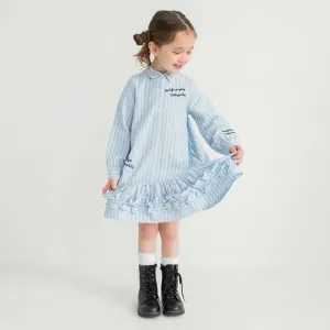 Платье в полоску с вышитым логотипом Branshes, цвет Saxophone