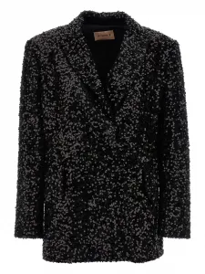 Двубортный блейзер с пайетками LE TWINS, черный