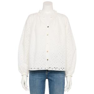 Женская адаптивная блузка с рюшами на воротнике Nine West, цвет white knight