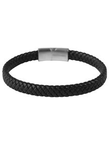 Adeliás Браслет унисекс - текстильный браслет из кожи, 20,5 см, черный