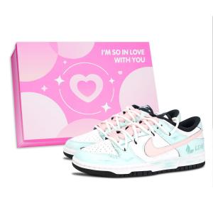 Nike Кроссовки Dunk Black White, Mint Leaf, кожаные, нескользящие, устойчивые к истиранию, низкие, для скейтбординга, цвет Cyan, унисекс