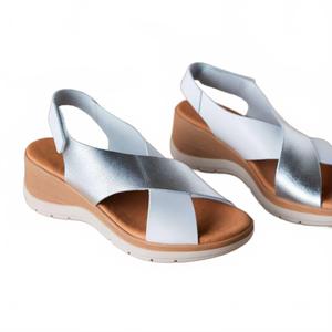 Женские сандалии Elena в бело-серебристом цвете Eric michael