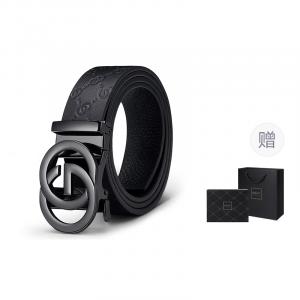 GOLF Ремень из натуральной кожи с автоматической пряжкой, Gunmetal (Upgraded Gift Box Sets)