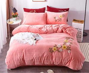 RomildaYuan Комплект постельного белья из кораллового флиса утолщенный теплый однотонный хрустальный вельвет