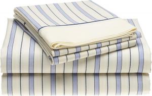 Tommy Hilfiger Комплект постельного белья King Size, включает пододеяльник, простыню и наволочки, хлопок 250 нитей, синий и кремовый цвет