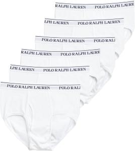 POLO RALPH LAUREN 6-Pack Classic Fit Cotton Mid-Rise Briefs - мужские трусы - классический крой - влагоотводящие, White