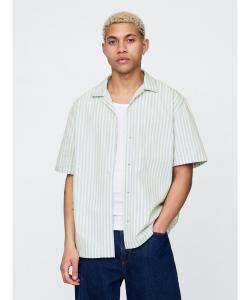 (U) Рубашка в полоску из джинсовой ткани