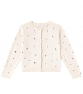 Хлопковый кардиган с вышитым логотипом Feli Bonpoint, Upb Vanille