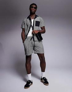 Трикотажные пляжные шорты South Beach в полоску черного цвета — часть комплекта