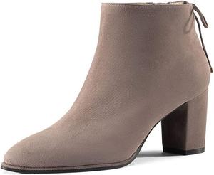 Женские удобные ботильоны YDN с закрытым носком, зауженные, на массивном среднем каблуке, осенние короткие ботинки, женская обувь с боковой молнией, Khaki