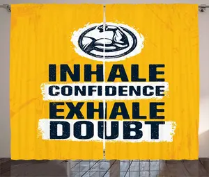 Штора ABAKUHAUS Inhale Exhale Rustic, Muscular Arm Sport, присборенная тесьма для спальни с петлями и крючками, 280 x 245 см, цвет: земляной желтый индиго Abakuhaus