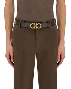 Двусторонний регулируемый кожаный ремень FERRAGAMO, коричневый