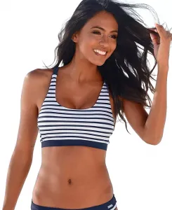 Размеры женского купальника-бикини с овальным вырезом и разноцветным принтом LASCANA, синий