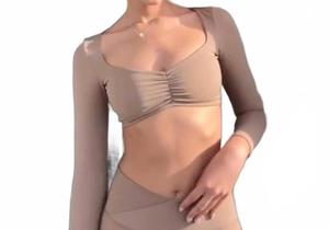 Софи Кроп-топ с длинными рукавами в коричневом цвете Rockstar Peach