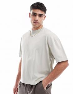 Плотная свободная футболка свободного кроя светло-серого цвета Asos Design