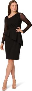 Платье Adrianna Papell Asymmetrical Crepe Dress, черный