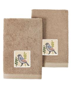 Набор из двух полотенец для рук Belinda из турецкого хлопка с вышивкой Linum Home, цвет cocoa