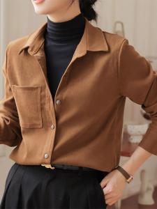 Простая рубашка с подшитыми спереди и сзади краями, женская рубашка Doux Belle, цвет Terracotta