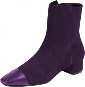Женские ботильоны с квадратным носком, боковой молнией, невысоким блочным каблуком, двухцветные, удобные, повседневные, для ходьбы, короткие, размеры 4-16 US Wansseny, Purple