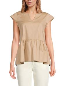 Топ с оборкой и рукавами-крылышками Renee C., серо-коричневый