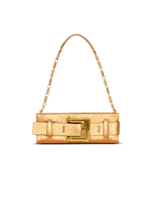 Клатч Anthem из ламинированной кожи Balmain, золото